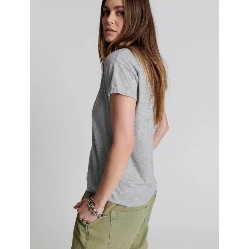 One Teaspoon Womens Grey Marl Scoop Neck Shirt Short Sleeve Size XL NWT $58